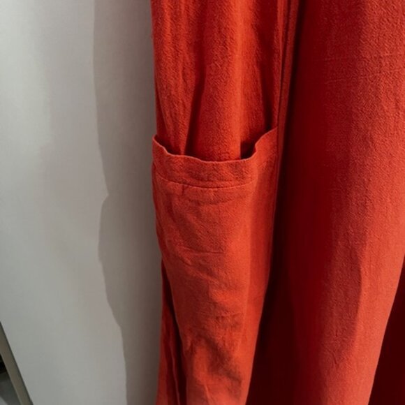 Coral Linen Flowy Dress Discounted Shipping - Picture 3 of 7